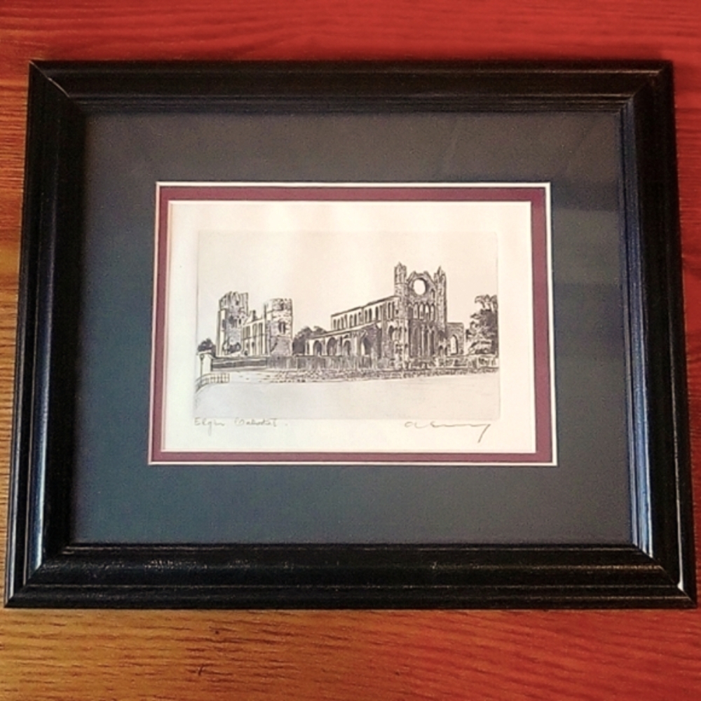 Elgin Cathedral Scotland Signed Engraving